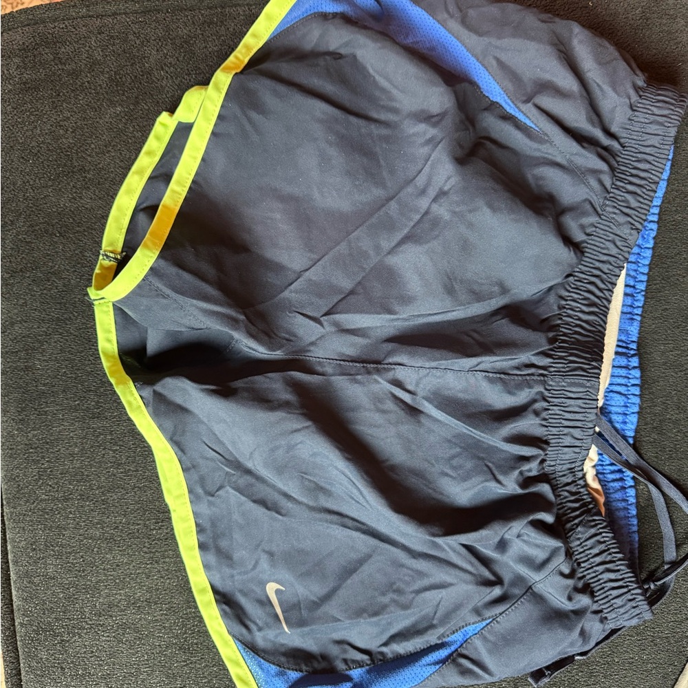 Nike Black and Blue Athletic Shorts with Moisture-Wicking Fabric